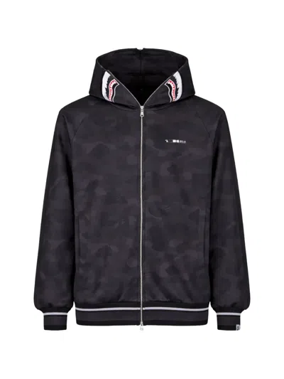 A Bathing Ape Shark Camouflage-pattern Hoodie In Black