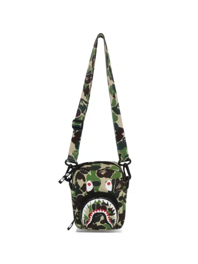 A Bathing Ape Shark Camouflage-print Messenger Bag In Green
