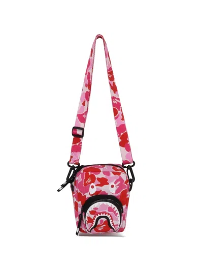 A Bathing Ape Shark Camouflage-print Messenger Bag In Pink