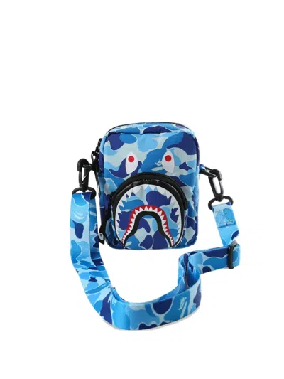 A Bathing Ape Shark Camouflage-print Shoulder Bag In Blue