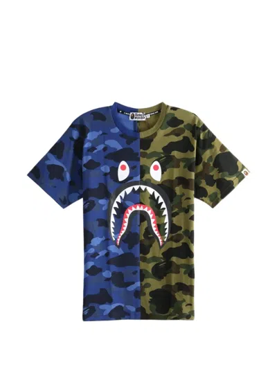A Bathing Ape Shark Camouflage-print T-shirt In Multi