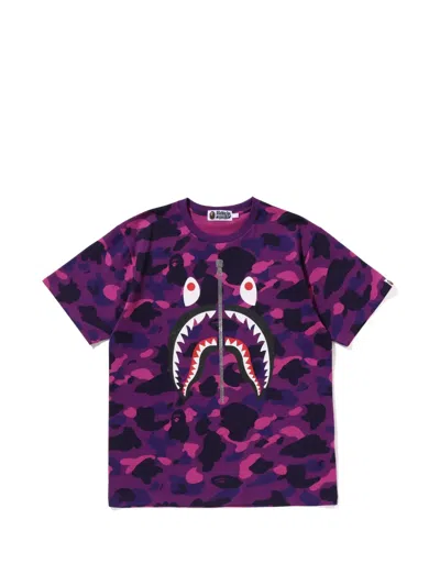 A Bathing Ape Shark Camouflage-print T-shirt In Purple