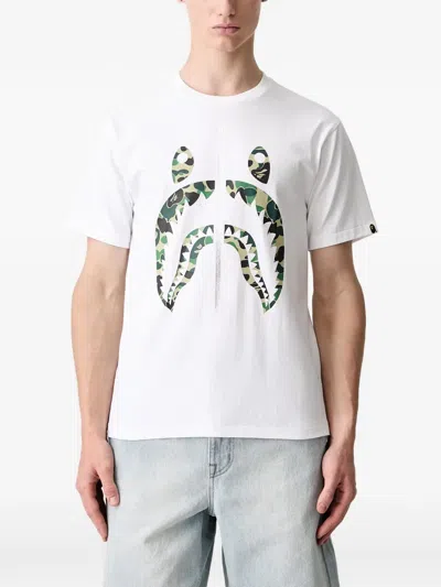 A Bathing Ape Shark Camouflage-print T-shirt In White
