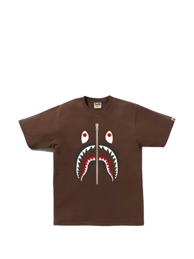 A Bathing Ape Shark Cotton T-shirt In Brown