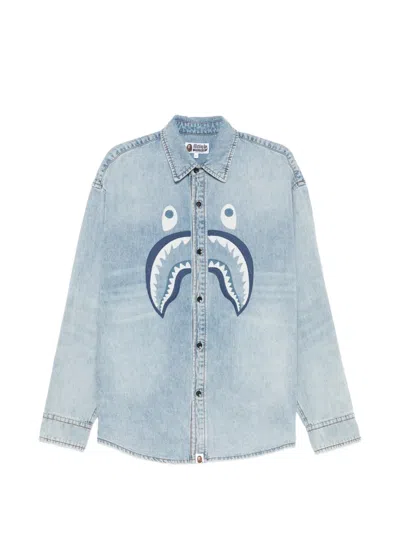 A Bathing Ape Shark Denim Shirt In Blue