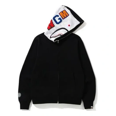 A Bathing Ape Shark Full Zip Hoodie 'black White'