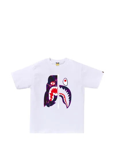 A Bathing Ape Shark Graphic-print T-shirt In White