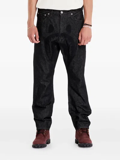 A Bathing Ape Shark-head Embroidered Jeans In Black