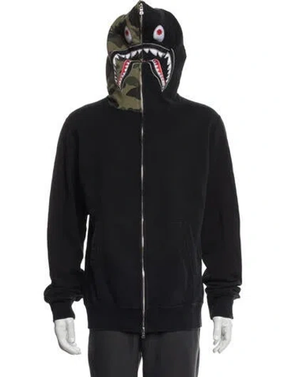 Pre-owned A Bathing Ape Shark Head Graphic Print Hoodie In Black