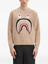 A Bathing Ape Shark-head Intarsia Sweater In Neutral