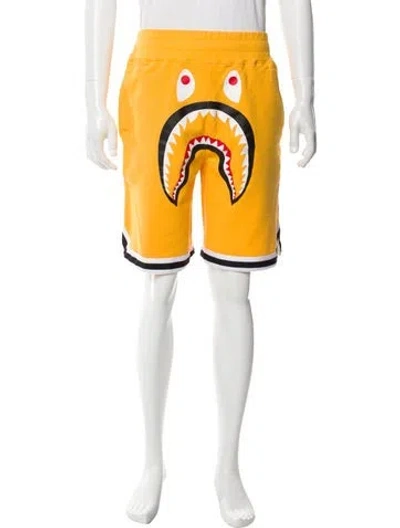 Pre-owned A Bathing Ape Shark Head Jogger Shorts In Yellow