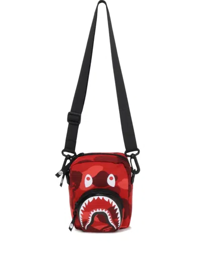 A Bathing Ape Shark-head Messenger Bag In Red
