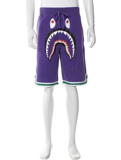 Pre-owned A Bathing Ape Shark Jogger Shorts W/ Tags In Purple