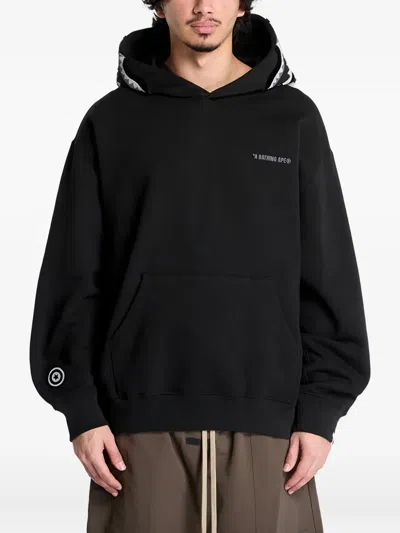 A Bathing Ape Shark-logo Pullover Hoodie In Black