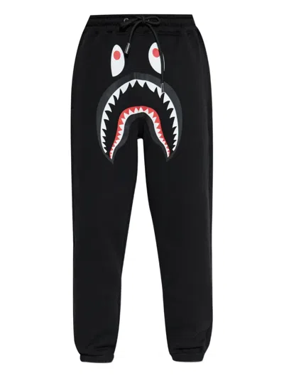 A Bathing Ape Shark-motif Track Pants In Black
