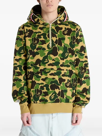 A Bathing Ape Shark-pattern Half-zip Pullover In Multi