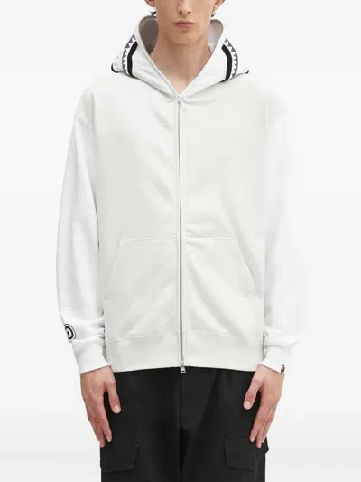 A Bathing Ape Shark-pattern Zip-up Hoodie In White