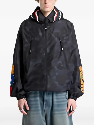 A Bathing Ape Shark Reflective Ripstop Zip-fastening Jacket In Black