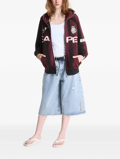 A Bathing Ape Shark Relaxed-fit Hoodie In Burgundy