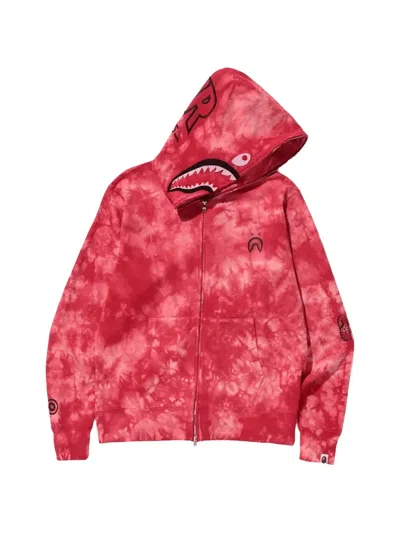 A Bathing Ape Shark Tie-dye Hoodie In Red