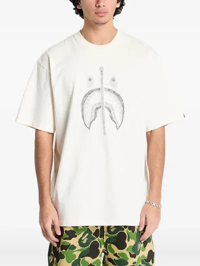 A Bathing Ape Shark-zip T-shirt In White