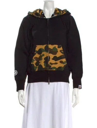 Pre-owned A Bathing Ape Shark Zip Up Camouflage Print Hoodie W/ Tags In Black