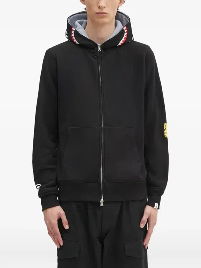 A Bathing Ape Shark Zip-up Hoodie In Black