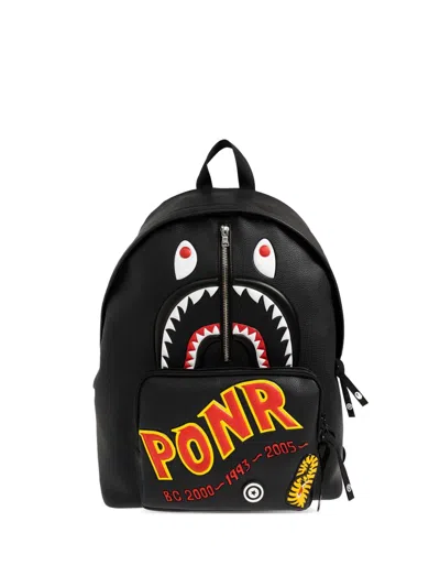 A Bathing Ape Shark-motif Backpack In Black