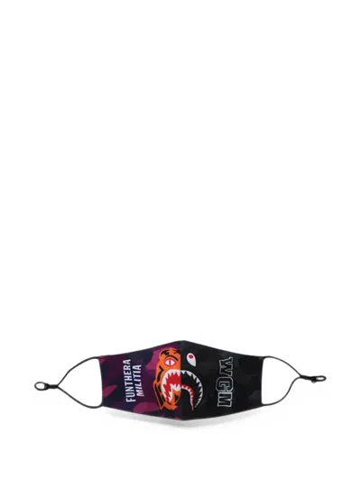 A Bathing Ape Shark-print Face Mask In Multi