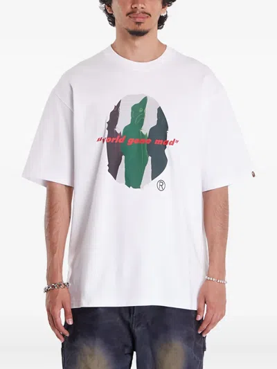 A Bathing Ape Sharks Graphic T-shirt In White