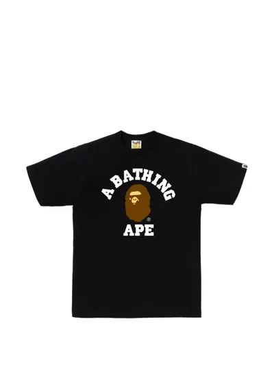 A Bathing Ape Short Sleeve College Tee In Black