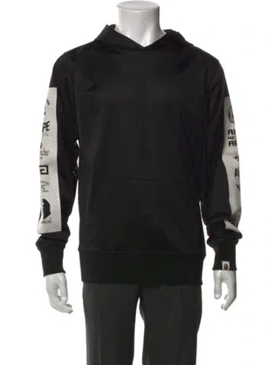 Pre-owned A Bathing Ape Signature Logo Graphic Print Hoodie In Black