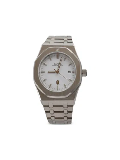 A Bathing Ape Silver Tone 40mm Watch In White