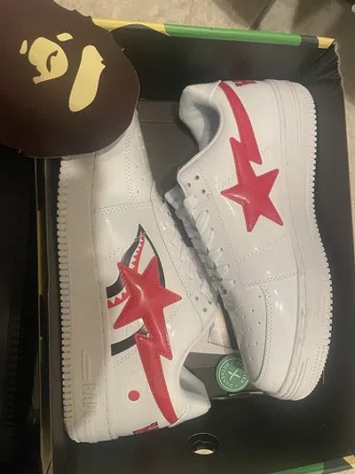 Pre-owned A Bathing Ape Size 10 -  Bapesta Low White Shark Face