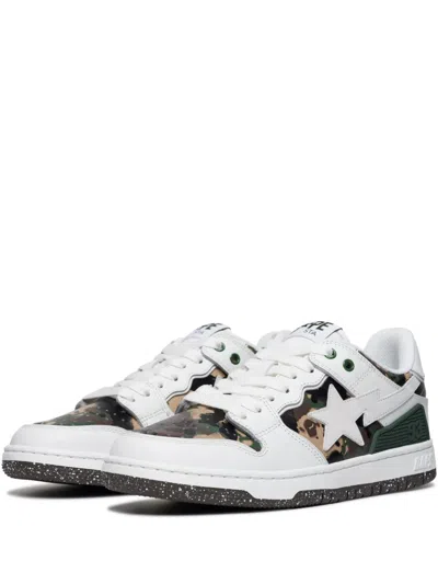 A Bathing Ape Sk8 Sta #2 Camouflage-panel Sneakers In 白色