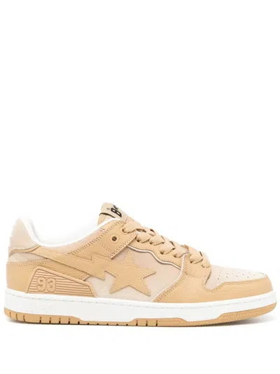 A Bathing Ape Sk8 Sta Leather Sneakers In Brown