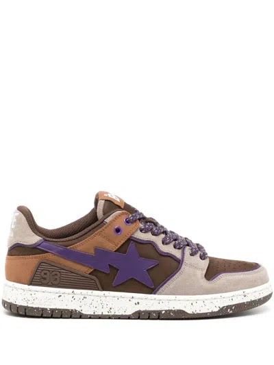 A Bathing Ape Sk8 Sta Panelled Sneakers In Brown