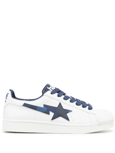 A Bathing Ape Skull Sta Logo-print Sneakers In Blue