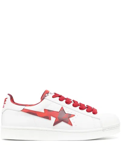 A Bathing Ape Skull Sta Logo-print Sneakers In Red