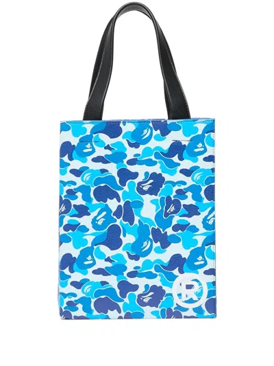 A Bathing Ape Small Camo-print Tote Bag In Blue
