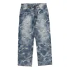 A Bathing Ape Solid Camo Jacquard Denim Pants 'blue' In Multi