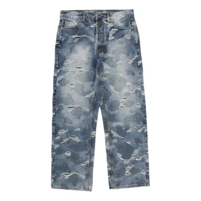 A Bathing Ape Solid Camo Jacquard Denim Pants 'blue' In Multi