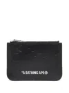 A Bathing Ape Solid Camo Leather Wallet In Black