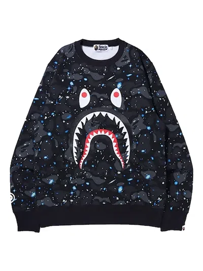 A Bathing Ape Space Camo Shark Crewneck In Black