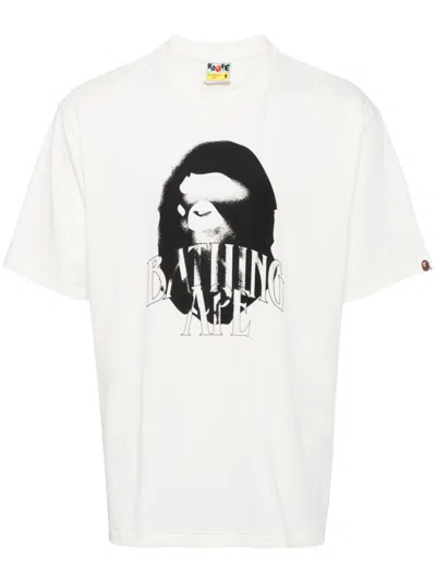 A Bathing Ape Spray Print Logo Relaxed Fit Tee In Neutrals