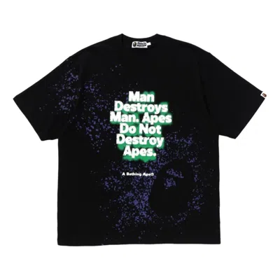 A Bathing Ape Spray Print Slogan Relaxed Fit T-shirt 'black'
