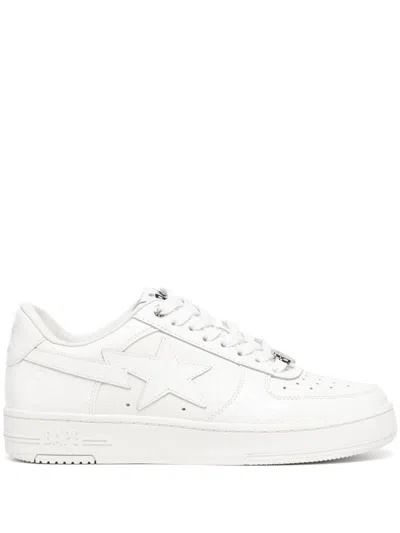 A Bathing Ape Quilt Tassel Leather Sneakers In White