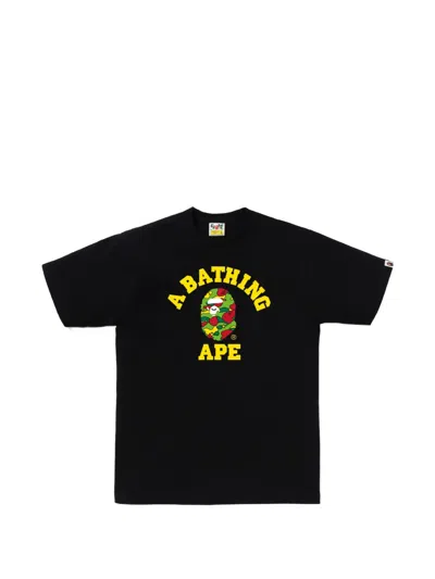 A Bathing Ape Sta Camo College T-shirt In Black