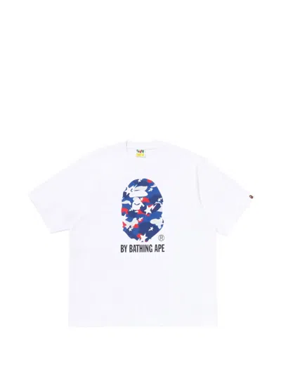 A Bathing Ape Sta Camo Logo-print T-shirt In White