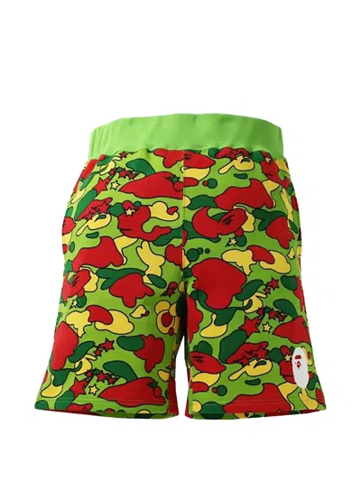 A Bathing Ape Sta Camo Pattern Shorts In Green